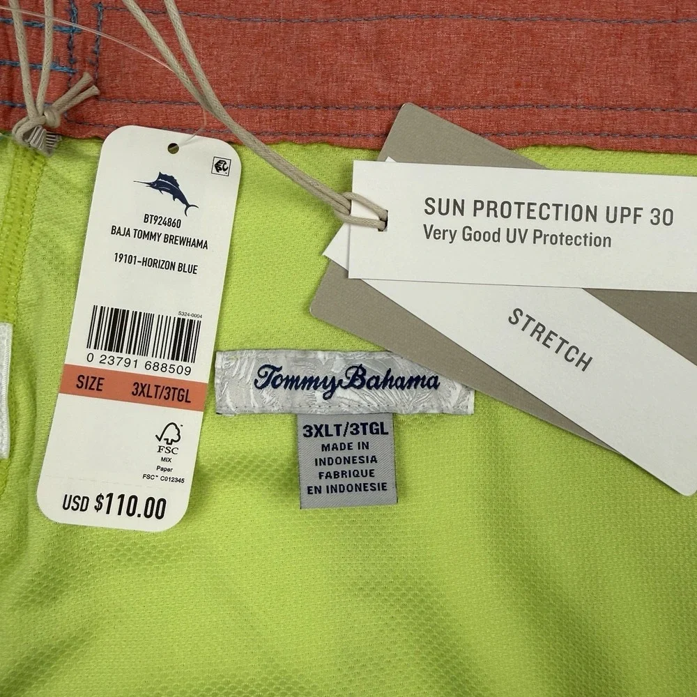 Tommy Bahama‎ Baja Tommy Brewhama Blue Beer Print Swim Trunks 3XLT Boardshorts